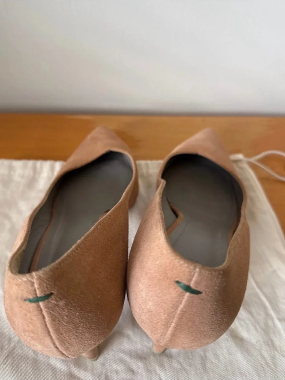 Aeyde Blush Brown Suede Pointed-Toe Pumps